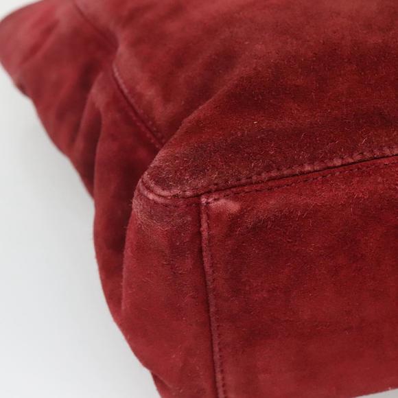 CHANEL Hand Bag Suede Red CC Auth bs24533